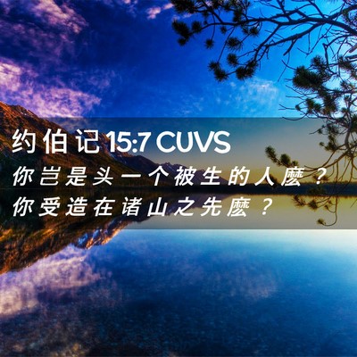 Picture 02 - 约 伯 记 15:7 CUVS - 你 岂 是 头 一 个 被 生 的 人 麽 ？ - Bible Verse Picture