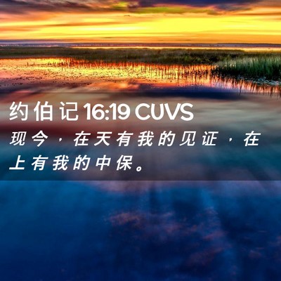 Picture 02 - 约 伯 记 16:19 CUVS - 现 今 ， 在 天 有 我 的 见 证 ， 在 - Bible Verse Picture