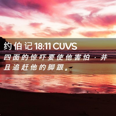 Picture 02 - 约 伯 记 18:11 CUVS - 四 面 的 惊 吓 要 使 他 害 怕 ， 并 - Bible Verse Picture