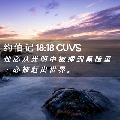 Picture 02 - 约 伯 记 18:18 CUVS - 他 必 从 光 明 中 被 撵 到 黑 暗 里 - Bible Verse Picture