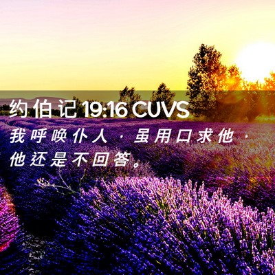 Picture 02 - 约 伯 记 19:16 CUVS - 我 呼 唤 仆 人 ， 虽 用 口 求 他 ， - Bible Verse Picture