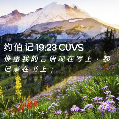 Picture 02 - 约 伯 记 19:23 CUVS - 惟 愿 我 的 言 语 现 在 写 上 ， 都 - Bible Verse Picture