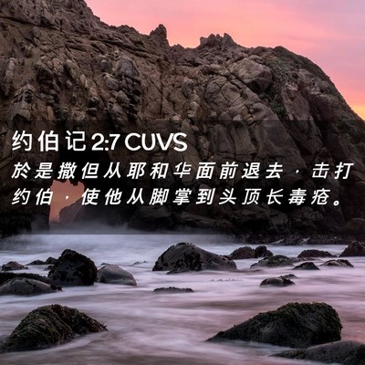 Picture 02 - 约 伯 记 2:7 CUVS - 於 是 撒 但 从 耶 和 华 面 前 退 去 - Bible Verse Picture