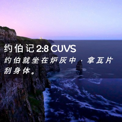Picture 02 - 约 伯 记 2:8 CUVS - 约 伯 就 坐 在 炉 灰 中 ， 拿 瓦 片 - Bible Verse Picture