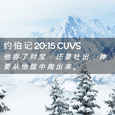Picture 02 - 约 伯 记 20:15 CUVS - 他 吞 了 财 宝 ， 还 要 吐 出 ； 神 - Bible Verse Picture