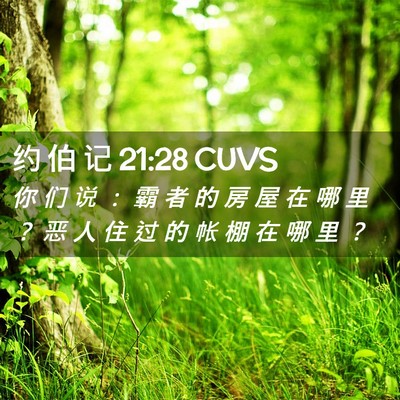 Picture 02 - 约 伯 记 21:28 CUVS - 你 们 说 ： 霸 者 的 房 屋 在 哪 里 - Bible Verse Picture