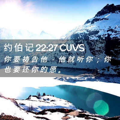 Picture 02 - 约 伯 记 22:27 CUVS - 你 要 祷 告 他 ， 他 就 听 你 ； 你 - Bible Verse Picture