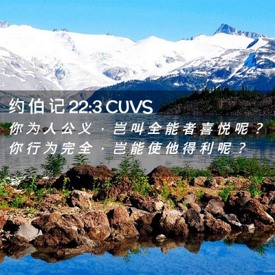 Picture 02 - 约 伯 记 22:3 CUVS - 你 为 人 公 义 ， 岂 叫 全 能 者 喜 - Bible Verse Picture