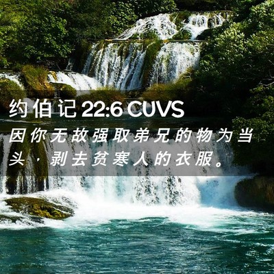 Picture 02 - 约 伯 记 22:6 CUVS - 因 你 无 故 强 取 弟 兄 的 物 为 当 - Bible Verse Picture