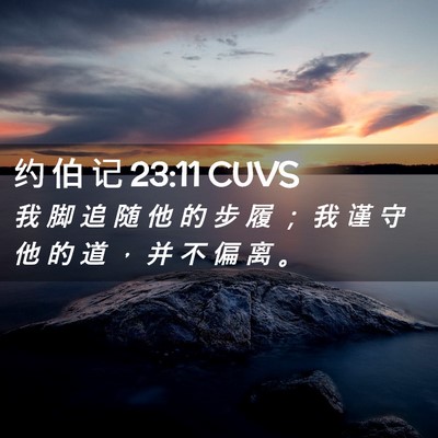 Picture 02 - 约 伯 记 23:11 CUVS - 我 脚 追 随 他 的 步 履 ； 我 谨 守 - Bible Verse Picture