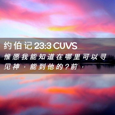 Picture 02 - 约 伯 记 23:3 CUVS - 惟 愿 我 能 知 道 在 哪 里 可 以 寻 - Bible Verse Picture