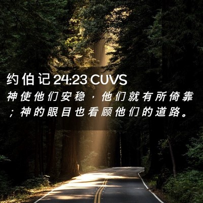 Picture 02 - 约 伯 记 24:23 CUVS - 神 使 他 们 安 稳 ， 他 们 就 有 所 - Bible Verse Picture