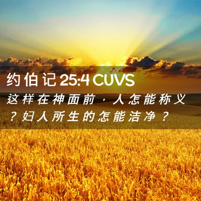 Picture 02 - 约 伯 记 25:4 CUVS - 这 样 在 神 面 前 ， 人 怎 能 称 义 - Bible Verse Picture