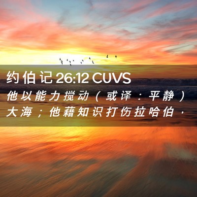 Picture 02 - 约 伯 记 26:12 CUVS - 他 以 能 力 搅 动 （ 或 译 ： 平 静 - Bible Verse Picture