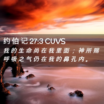 Picture 02 - 约 伯 记 27:3 CUVS - 我 的 生 命 尚 在 我 里 面 ； 神 所 - Bible Verse Picture