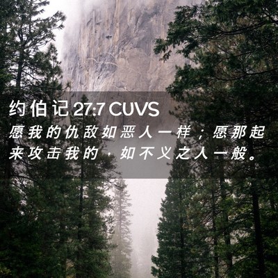 Picture 02 - 约 伯 记 27:7 CUVS - 愿 我 的 仇 敌 如 恶 人 一 样 ； 愿 - Bible Verse Picture