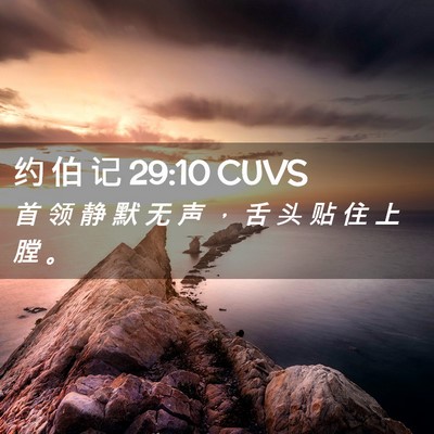 Picture 02 - 约 伯 记 29:10 CUVS - 首 领 静 默 无 声 ， 舌 头 贴 住 上 - Bible Verse Picture