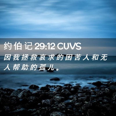 Picture 02 - 约 伯 记 29:12 CUVS - 因 我 拯 救 哀 求 的 困 苦 人 和 无 - Bible Verse Picture