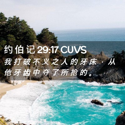 Picture 02 - 约 伯 记 29:17 CUVS - 我 打 破 不 义 之 人 的 牙 床 ， 从 - Bible Verse Picture