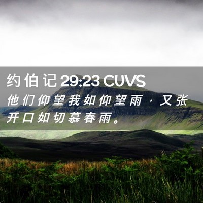 Picture 02 - 约 伯 记 29:23 CUVS - 他 们 仰 望 我 如 仰 望 雨 ， 又 张 - Bible Verse Picture