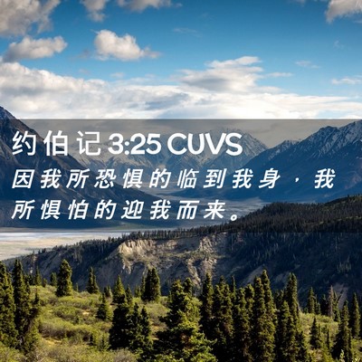 Picture 02 - 约 伯 记 3:25 CUVS - 因 我 所 恐 惧 的 临 到 我 身 ， 我 - Bible Verse Picture
