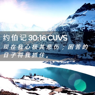 Picture 02 - 约 伯 记 30:16 CUVS - 现 在 我 心 极 其 悲 伤 ； 困 苦 的 - Bible Verse Picture