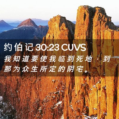 Picture 02 - 约 伯 记 30:23 CUVS - 我 知 道 要 使 我 临 到 死 地 ， 到 - Bible Verse Picture