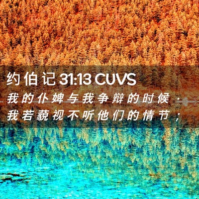 Picture 02 - 约 伯 记 31:13 CUVS - 我 的 仆 婢 与 我 争 辩 的 时 候 ， - Bible Verse Picture