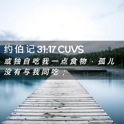 Picture 02 - 约 伯 记 31:17 CUVS - 或 独 自 吃 我 一 点 食 物 ， 孤 儿 - Bible Verse Picture