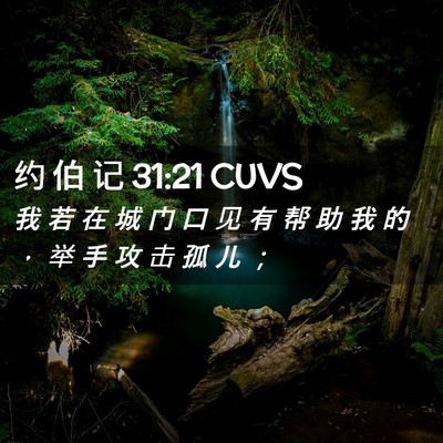 Picture 02 - 约 伯 记 31:21 CUVS - 我 若 在 城 门 口 见 有 帮 助 我 的 - Bible Verse Picture