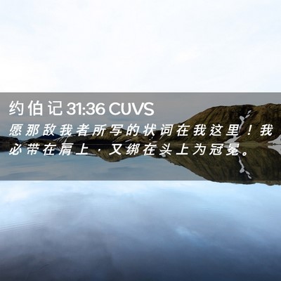 Picture 02 - 约 伯 记 31:36 CUVS - 愿 那 敌 我 者 所 写 的 状 词 在 我 - Bible Verse Picture
