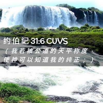 Picture 02 - 约 伯 记 31:6 CUVS - （ 我 若 被 公 道 的 天 平 称 度 ， - Bible Verse Picture
