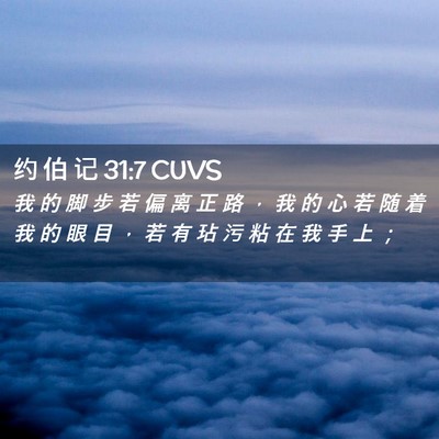 Picture 02 - 约 伯 记 31:7 CUVS - 我 的 脚 步 若 偏 离 正 路 ， 我 的 - Bible Verse Picture