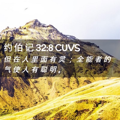Picture 02 - 约 伯 记 32:8 CUVS - 但 在 人 里 面 有 灵 ； 全 能 者 的 - Bible Verse Picture