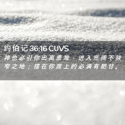Picture 02 - 约 伯 记 36:16 CUVS - 神 也 必 引 你 出 离 患 难 ， 进 入 - Bible Verse Picture