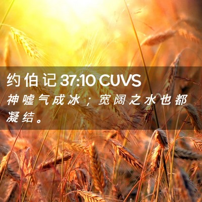 Picture 02 - 约 伯 记 37:10 CUVS - 神 嘘 气 成 冰 ； 宽 阔 之 水 也 都 - Bible Verse Picture