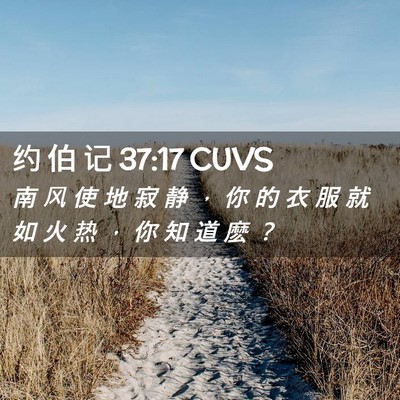 Picture 02 - 约 伯 记 37:17 CUVS - 南 风 使 地 寂 静 ， 你 的 衣 服 就 - Bible Verse Picture