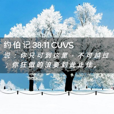Picture 02 - 约 伯 记 38:11 CUVS - 说 ： 你 只 可 到 这 里 ， 不 可 越 - Bible Verse Picture