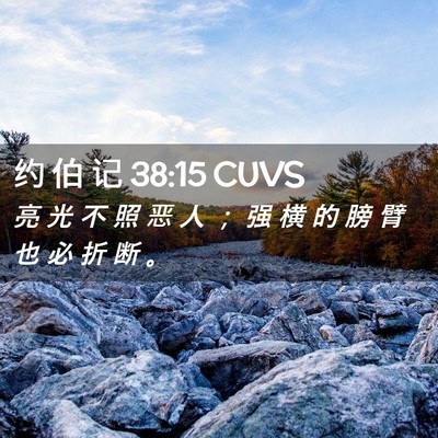 Picture 02 - 约 伯 记 38:15 CUVS - 亮 光 不 照 恶 人 ； 强 横 的 膀 臂 - Bible Verse Picture