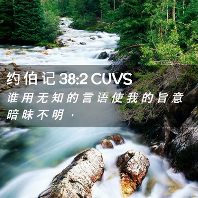 Picture 02 - 约 伯 记 38:2 CUVS - 谁 用 无 知 的 言 语 使 我 的 旨 意 - Bible Verse Picture