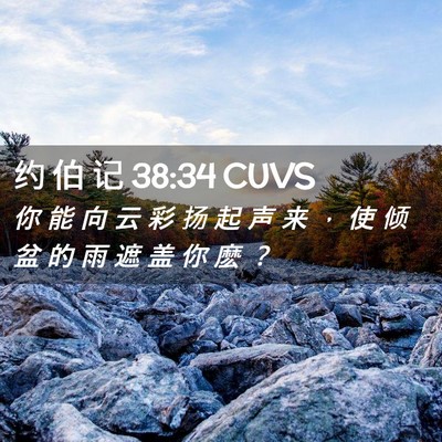 Picture 02 - 约 伯 记 38:34 CUVS - 你 能 向 云 彩 扬 起 声 来 ， 使 倾 - Bible Verse Picture