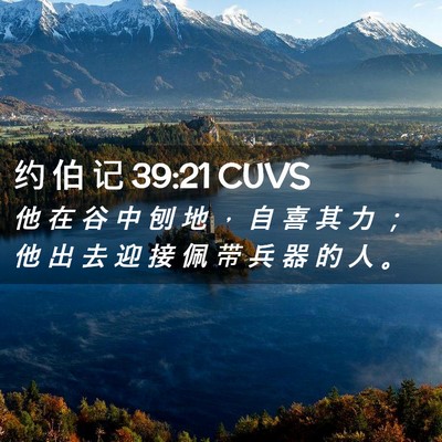 Picture 02 - 约 伯 记 39:21 CUVS - 他 在 谷 中 刨 地 ， 自 喜 其 力 ； - Bible Verse Picture