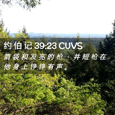 Picture 02 - 约 伯 记 39:23 CUVS - 箭 袋 和 发 亮 的 枪 ， 并 短 枪 在 - Bible Verse Picture