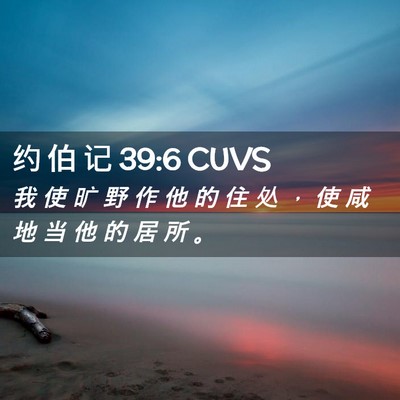 Picture 02 - 约 伯 记 39:6 CUVS - 我 使 旷 野 作 他 的 住 处 ， 使 咸 - Bible Verse Picture