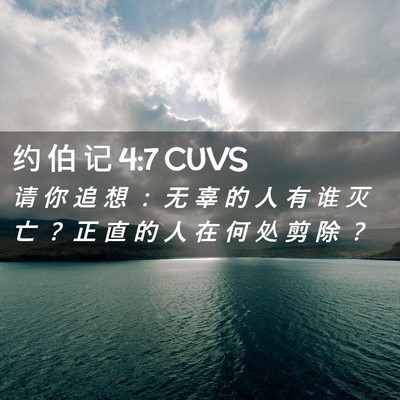 Picture 02 - 约 伯 记 4:7 CUVS - 请 你 追 想 ： 无 辜 的 人 有 谁 灭 - Bible Verse Picture