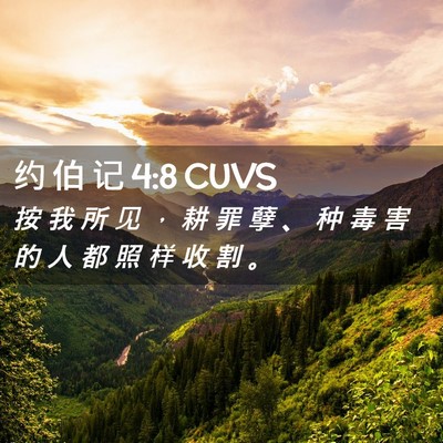 Picture 02 - 约 伯 记 4:8 CUVS - 按 我 所 见 ， 耕 罪 孽 、 种 毒 害 - Bible Verse Picture