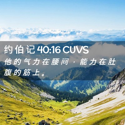 Picture 02 - 约 伯 记 40:16 CUVS - 他 的 气 力 在 腰 间 ， 能 力 在 肚 - Bible Verse Picture