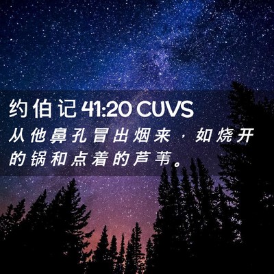 Picture 02 - 约 伯 记 41:20 CUVS - 从 他 鼻 孔 冒 出 烟 来 ， 如 烧 开 - Bible Verse Picture