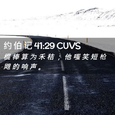 Picture 02 - 约 伯 记 41:29 CUVS - 棍 棒 算 为 禾 秸 ； 他 嗤 笑 短 枪 - Bible Verse Picture