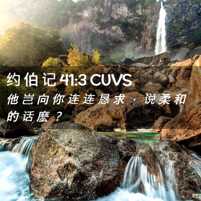 Picture 02 - 约 伯 记 41:3 CUVS - 他 岂 向 你 连 连 恳 求 ， 说 柔 和 - Bible Verse Picture